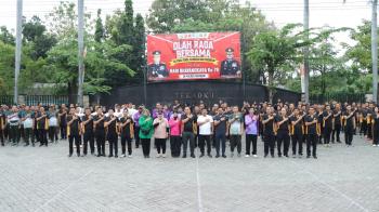 Semarak Olahraga Bersama Warnai Peringatan Hari Bhayangkara ke-79 di Nganjuk